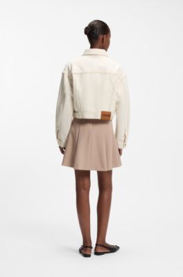 Giubbotto relaxed fit in denim ecru lavato, Bianco