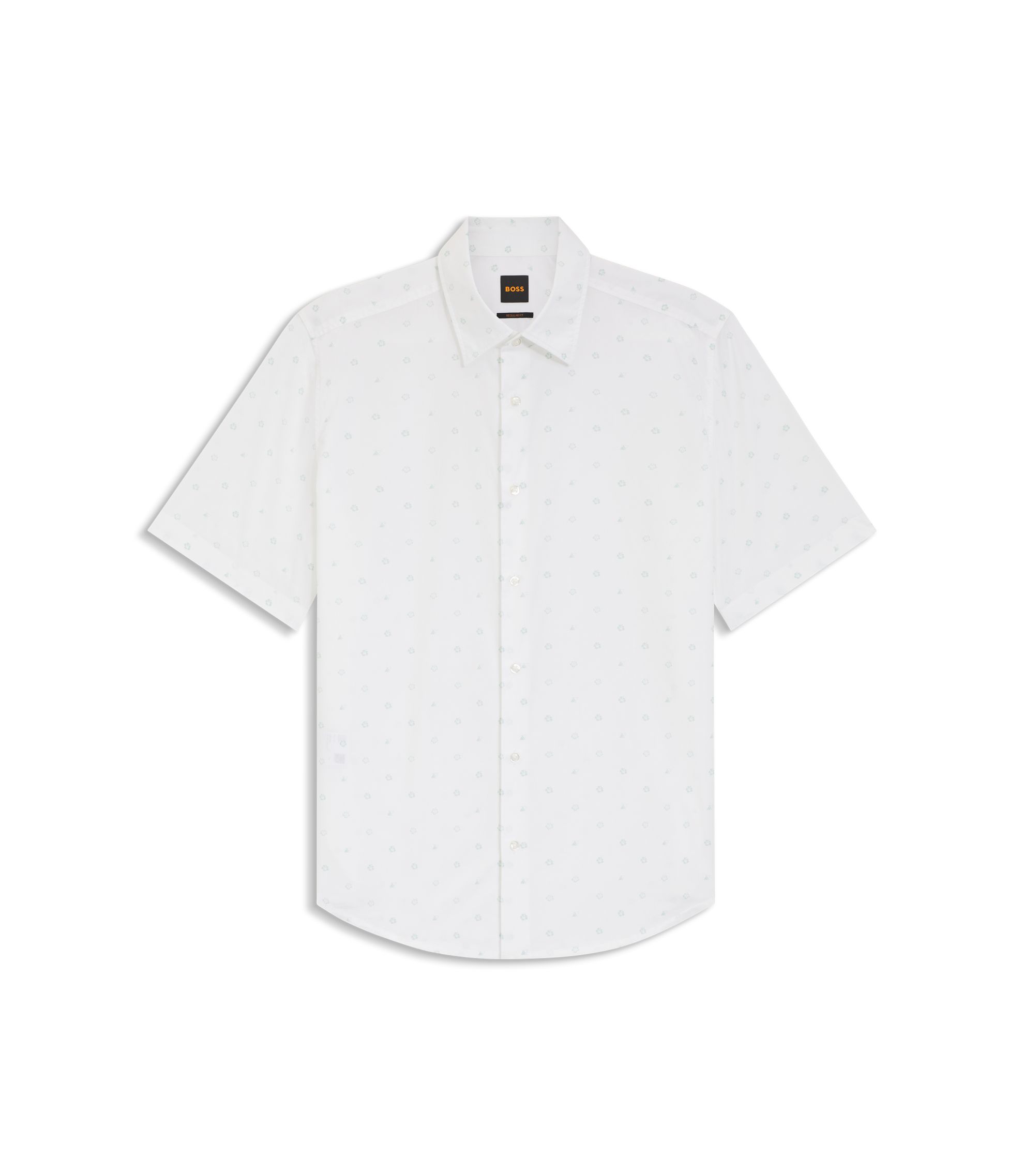 Essentials Men's Poplin overhemd met normale pasvorm en korte mouwen, Blauw Wit Plaid, L