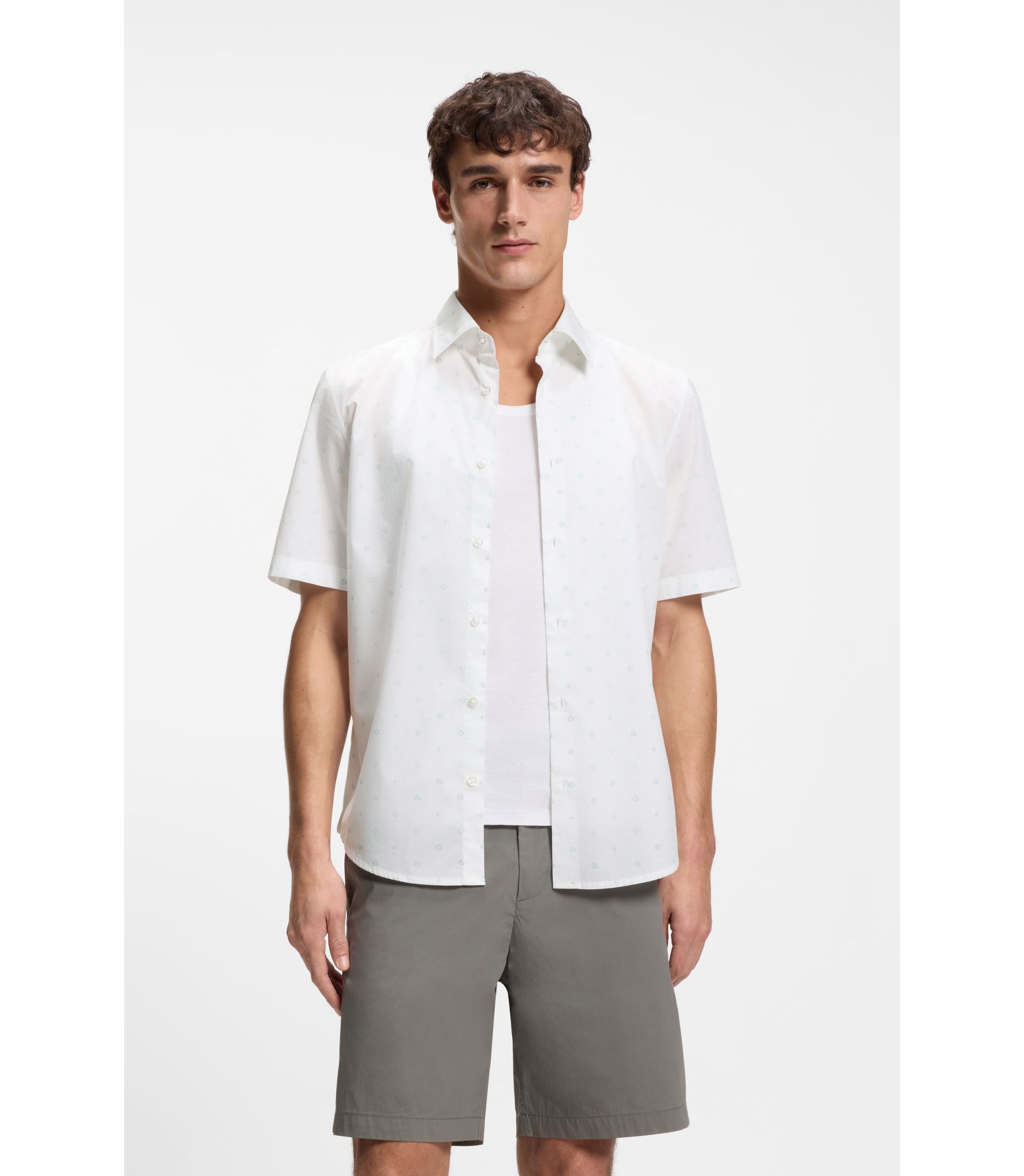 Regular-Fit Hemd aus bedruckter Baumwoll-Popeline