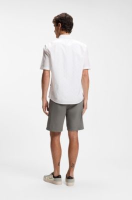 Regular-fit shirt in printed cotton poplin, White Patterned