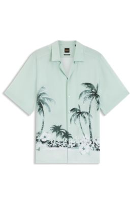 Regular-fit overhemd met maxiprint, Lichtblauw met patroon