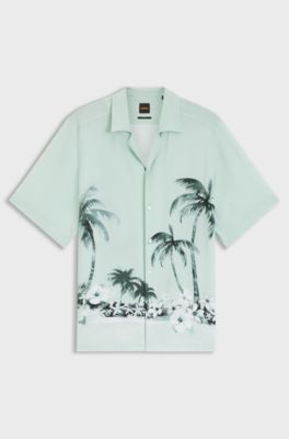 Camisa regular fit con estampado grande, Fantas&iacute;a