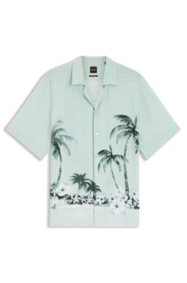 Boss Regular-fit shirt with maxi print mönstrade skjortor herr – bild 4