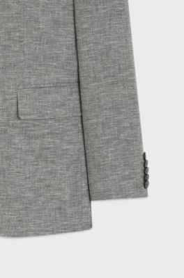 Two-piece modern-fit suit in sharkskin fabric, Dark Grey