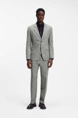 Two-piece modern-fit suit in sharkskin fabric, Dark Grey
