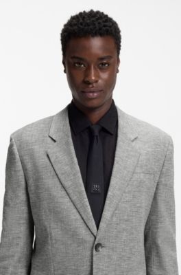 Two-piece modern-fit suit in sharkskin fabric, Dark Grey