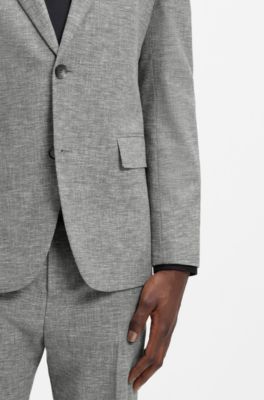 Costume deux pi&egrave;ces &agrave; coupe moderne en tissu peau de requin, Gris sombre