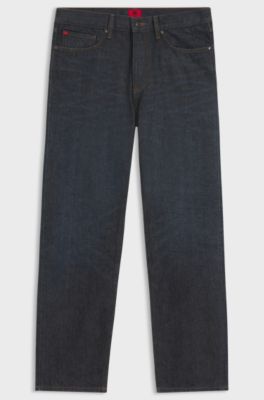 HUGO x RB Regular-Fit Jeans aus blauem Denim, Dunkelblau