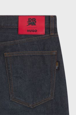 HUGO x RB regular-fit jeans in blue denim, Dark Blue