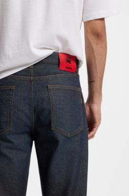 HUGO x RB Regular-Fit Jeans aus blauem Denim, Dunkelblau