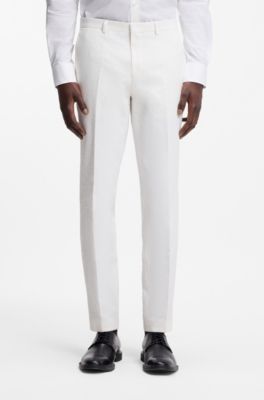 Three-piece extra-slim-fit suit in stretch-cotton seersucker, White