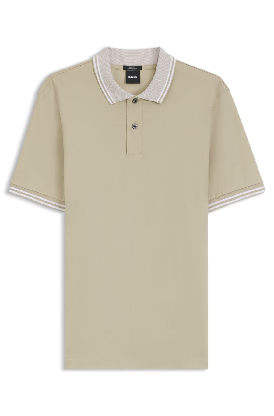 BOSS Stripe-Trim Slim Polo — Light Blue