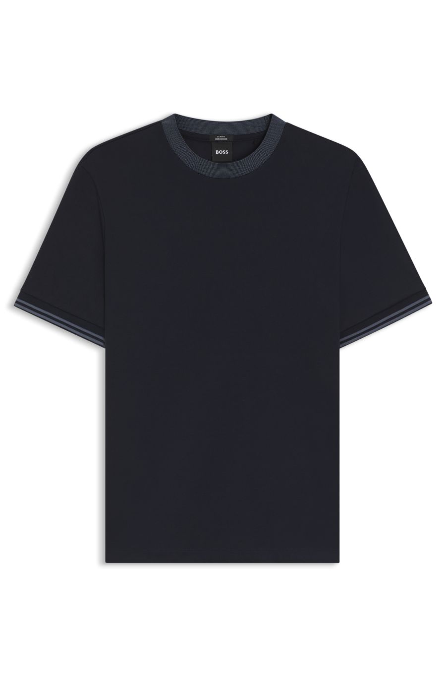 BOSS Contrast-Tipping Slim Tee — Dark Blue
