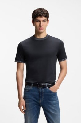 Mercerised-cotton slim-fit T-shirt with contrast tipping