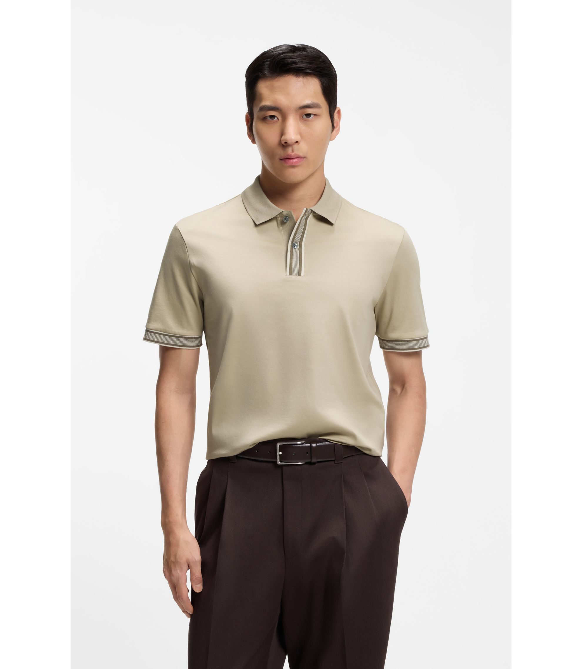 Poloshirt aus merzerisierter Baumwolle mit Streifen-Dessin