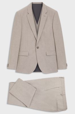 Three-piece extra-slim-fit suit, Light Brown