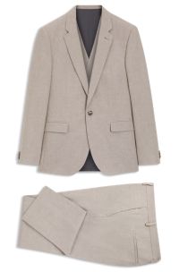 Three-piece extra-slim-fit suit, Light Brown