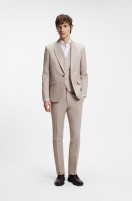 Three-piece extra-slim-fit suit, Light Brown