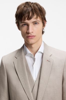 Three-piece extra-slim-fit suit, Light Brown