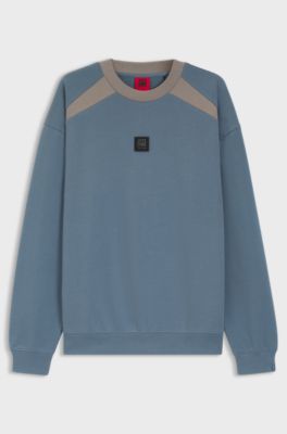 HUGO x RB Sweatshirt aus Baumwoll-Terry mit Stiermotiv, Blau