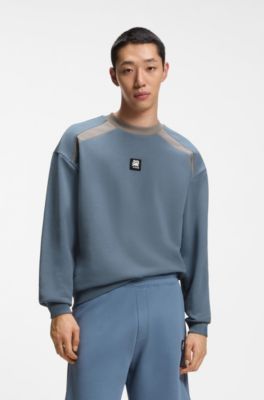 HUGO x RB cotton-terry sweatshirt with bull motif, Blue