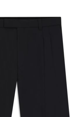 Tapered-fit trousers in melange virgin wool, Dark Blue