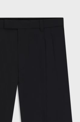 Tapered-fit trousers in melange virgin wool, Dark Blue