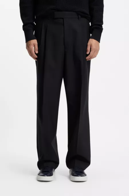 Pantalon Tapered en laine vierge chinée