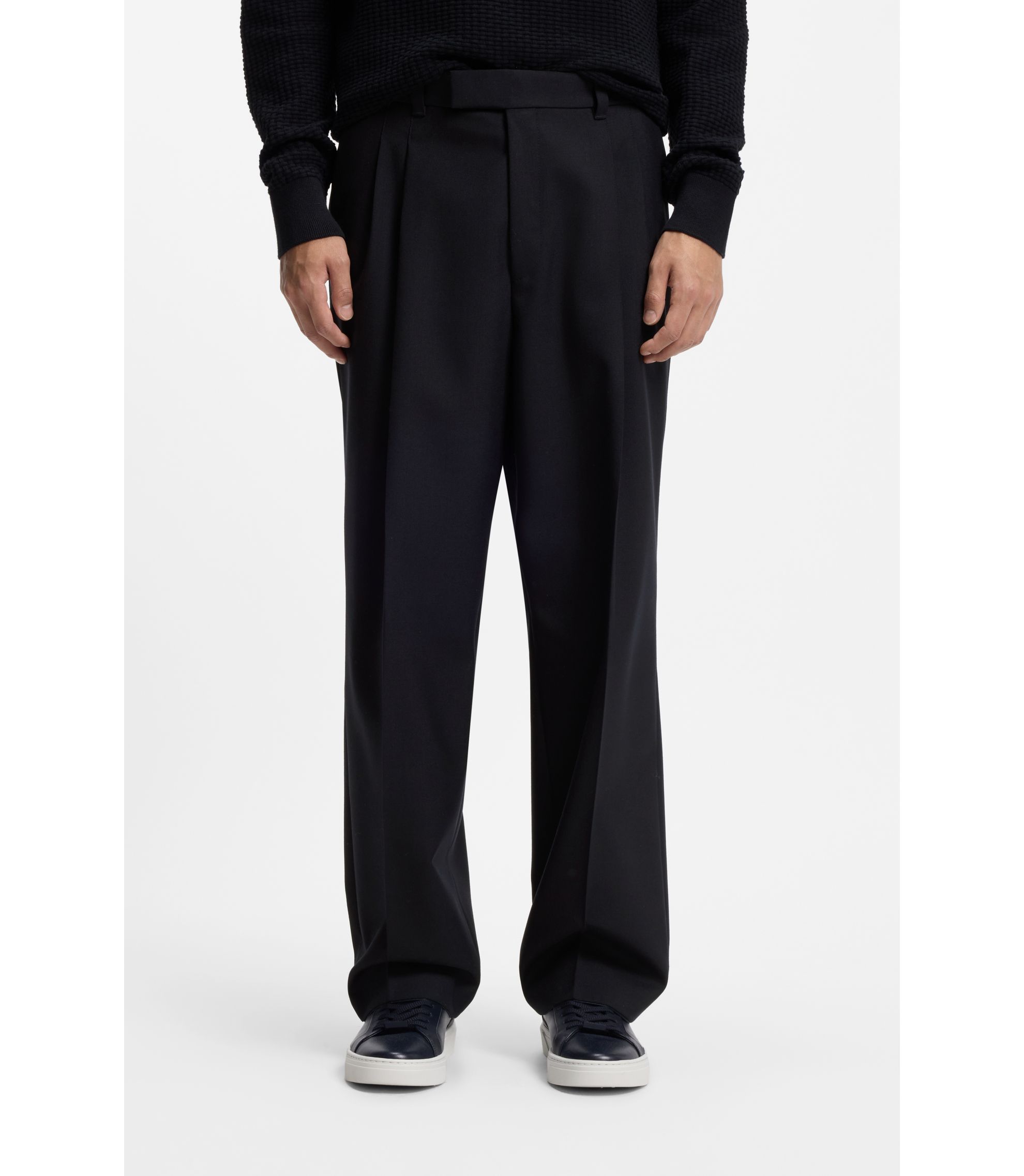 Tapered-Fit Hose aus melierter Schurwolle