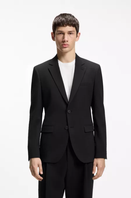 Extra-slim-fit blazer in stretch-cotton seersucker