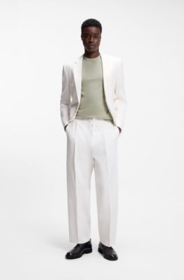 Extra slim-fit blazer van katoenen seersucker met stretch, Wit