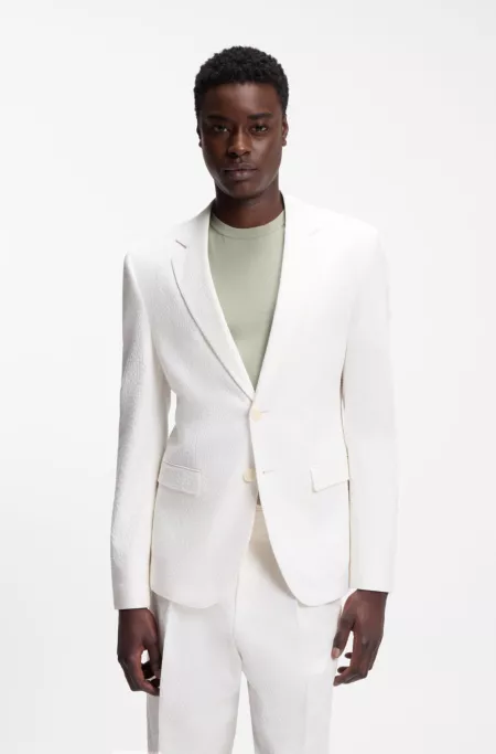 Extra-slim-fit blazer in stretch-cotton seersucker