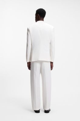 Blazer Extra Slim Fit en seersucker de coton stretch, Blanc