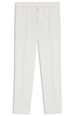 Bukser med slim fit i bomuld og h&oslash;r, Hvid