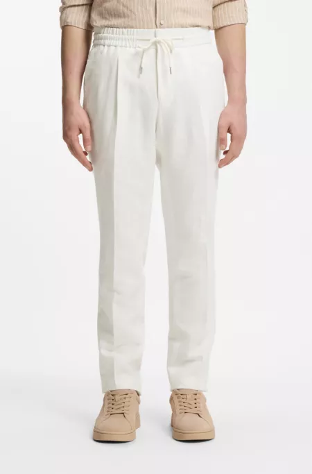 Slim-Fit Hose aus Baumwolle mit Leinen