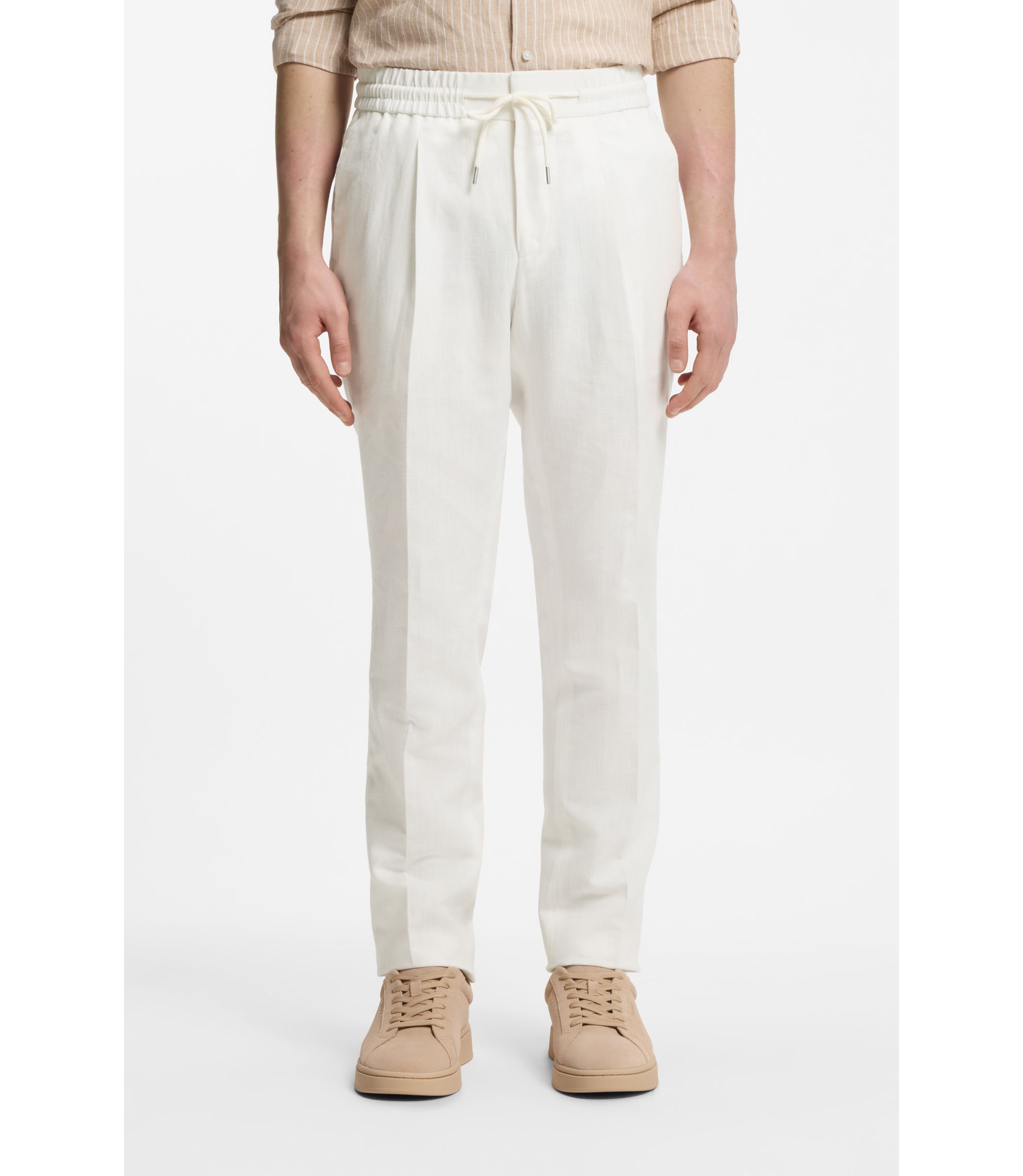 Slim-Fit Hose aus Baumwolle mit Leinen