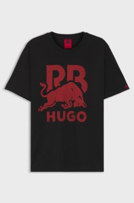 HUGO x RB cotton T-shirt with bull motif, Black