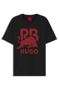 HUGO x RB cotton T-shirt with bull motif, Black