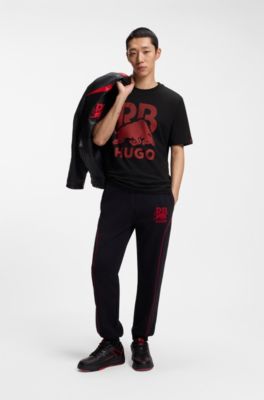 HUGO x RB cotton T-shirt with bull motif, Black