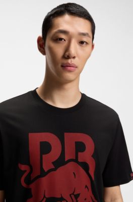 HUGO x RB katoenen T-shirt met stiermotief, Zwart