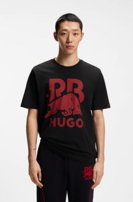 HUGO x RB cotton T-shirt with bull motif, Black
