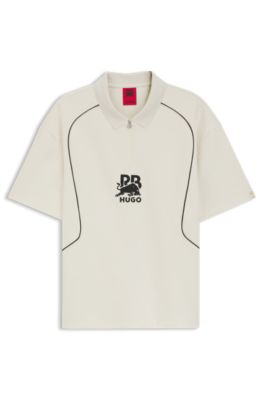 HUGO x RB polo shirt with bull motif, Natural