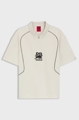 HUGO x RB-polo met stiermotief, Naturel