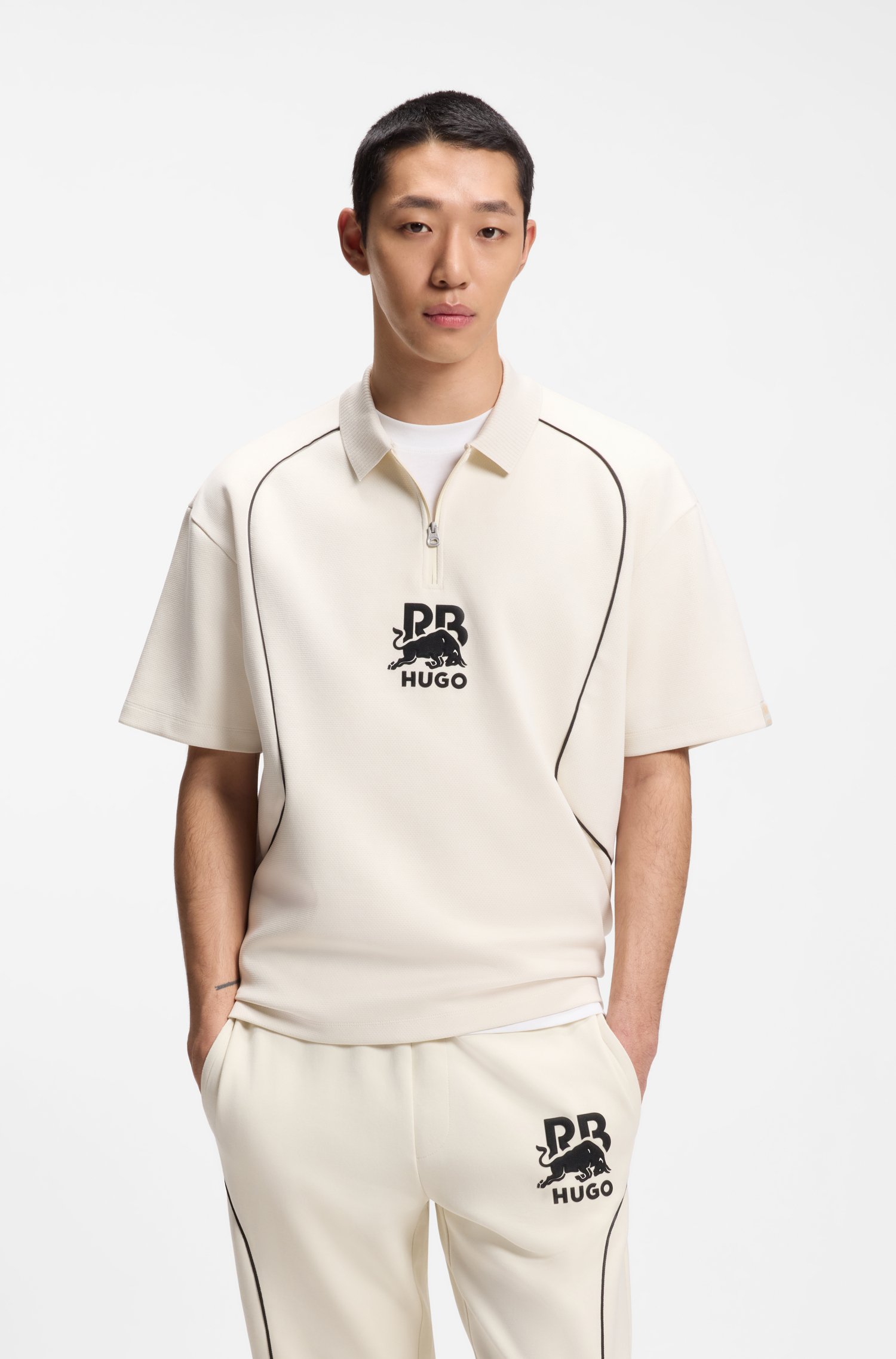 Hugo x RB polo shirt with bull motif pikéer herr