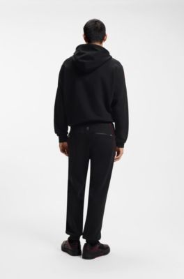HUGO x RB stretch-cotton tracksuit bottoms with bull motif, Black