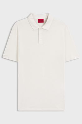 Slim-fit polo shirt in slub interlock, White