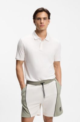 Polo slim fit in cotone intrecciato a filo irregolare, Colore neutro