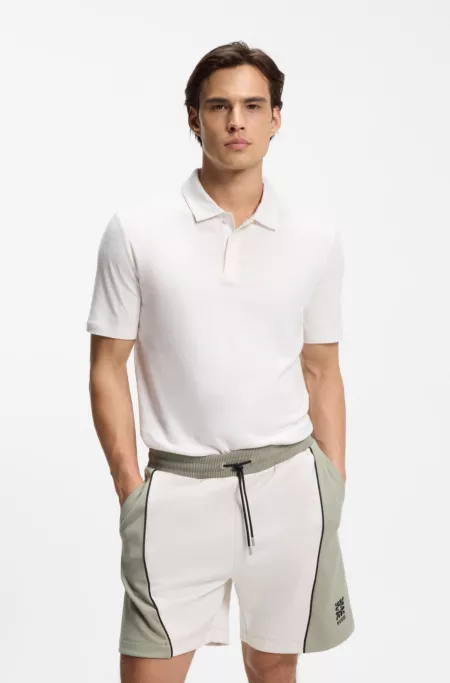 Slim-fit polo shirt in slub interlock