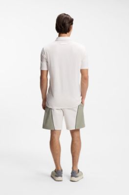 Slim-fit polo van interlock met slubstructuur, Naturel