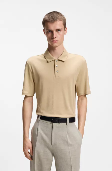 Slim-fit polo shirt in slub interlock